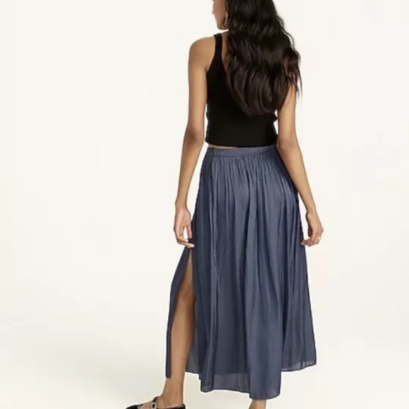 NWT J CREW Side-slit featherweight satin maxi skirt Top Rated Deep Midnight - Picture 7 of 10
